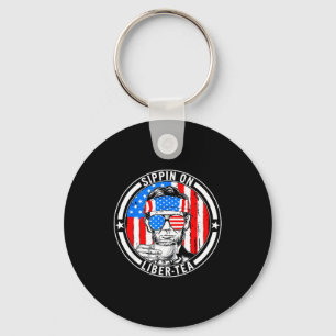 Funny 4th of july sippin on liber-tea liberty usaF Keychain