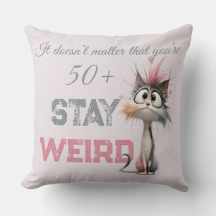 Funny 50 Plus Cat Aging Throw Pillow