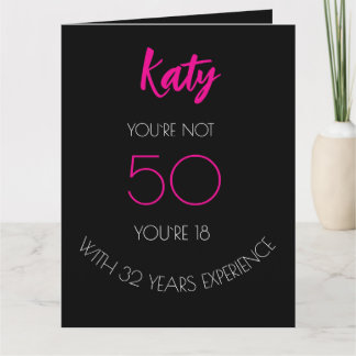 Funny 50th Birthday Black  Folded Greeting Card