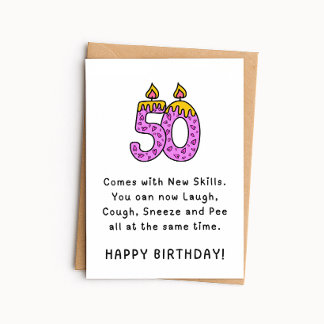Funny 50th Birthday Card | Comes With New Skills