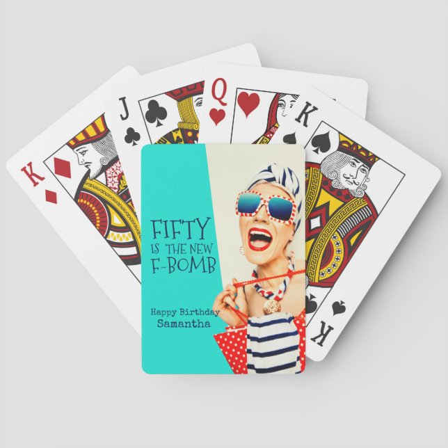 Funny 50th Birthday for Her Playing Cards (Back)