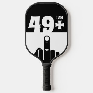 Funny 50th Birthday Gift, 49 Plus one Chequered Pickleball Paddle