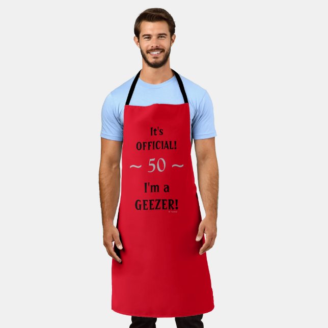 Funny 50th Birthday Official Geezer BBQ Apron (Worn)