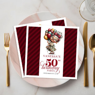 Funny 50th Birthday Party Napkins Quirky Old Lady 