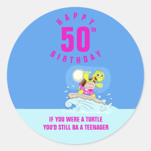 Funny 50th birthday quote classic round sticker