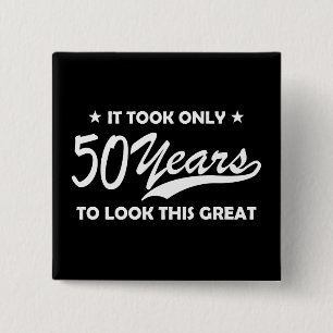 Funny 50th Birthday Retro Typography 2 Inch Square Button
