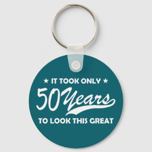 Funny 50th Birthday Retro Typography Keychain
