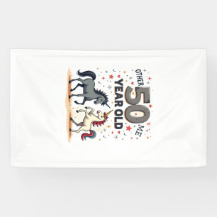 Funny 50th Birthday Unicorn Horse Vintage Graphic Banner