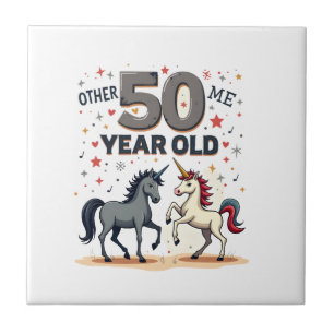 Funny 50th Birthday Unicorn Horse Vintage Graphic Tile
