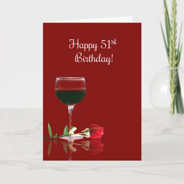 Funny 51ème Vin Thème Joyeux Anniversaire Carte (Devant)
