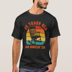 Funny 55Th Birthday T Retro 55 Year Old And Rockin T-Shirt