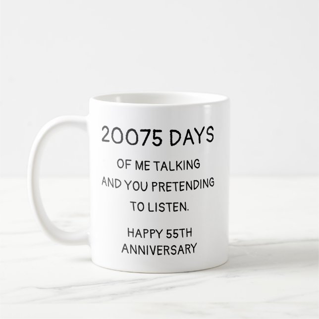 Funny 55th Wedding Anniversary Mug Gift for Couple (Left)