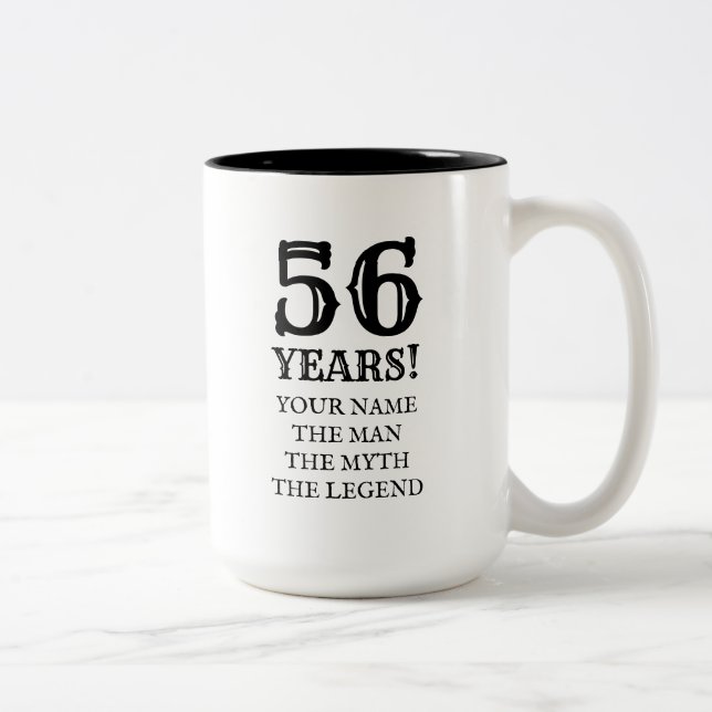 Funny 56th Birthday gift coffee mug for men (Right)