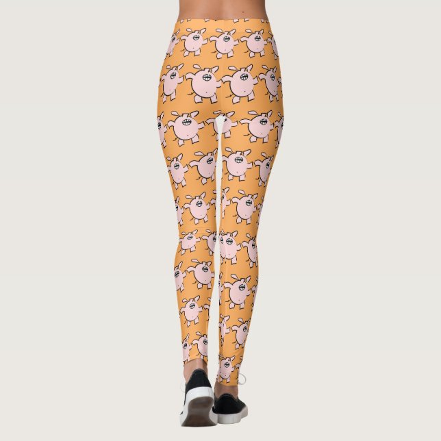 Funny 5 Cartoon Illustration Pig Choose Colour L Leggings (Back)