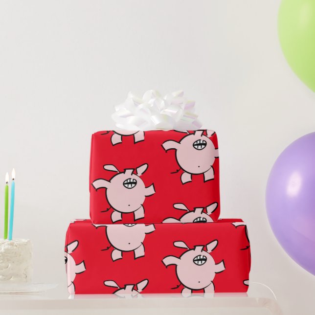 Funny 5 Cartoon Illustration Pig Choose Colour WP Wrapping Paper (Party Gifts)