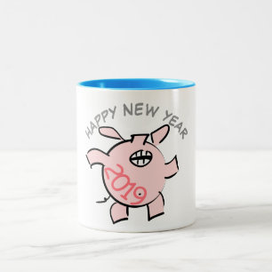 Funny 5 Cartoon Illustration Pig  Year 2019 Mug