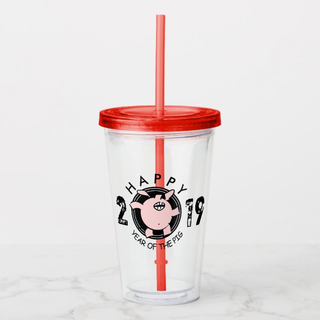 Funny 5 Cartoon Pig Year custom 2019 A Tumbler (Front)