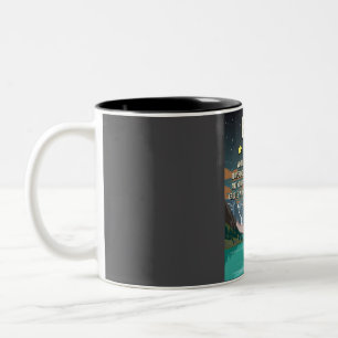 Funny 5 Star Banff National Park Travel Poster Two-Tone Coffee Mug