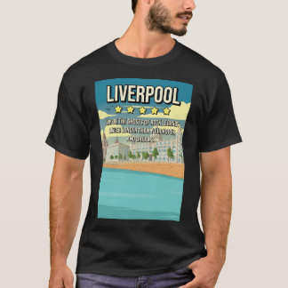 Funny 5 star Liverpool River Skyline UK Travel Pos T-Shirt