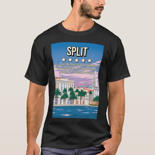 Funny 5 Star Review Split Croatia Minimal Retro Tr T-Shirt (Front)