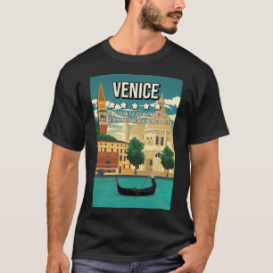Funny 5 Star Venice Italy Minimal Retro Travel Pos T-Shirt