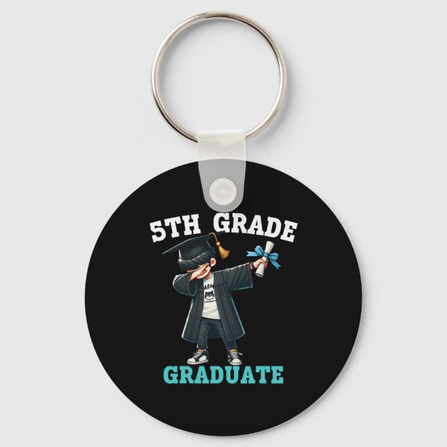 Funny 5th Grade Boys Graduation Grad Dabbing Cl Of Keychain (Front)
