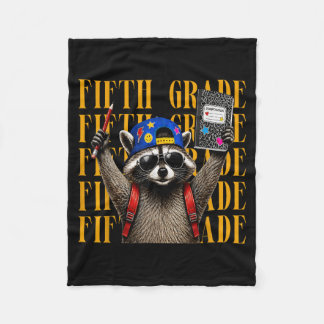 Funny 5th Grade Teacher Fvibesl Raccoon Back To Fleece Blanket