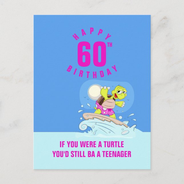 Funny 60e anniversaire citation carte de tortue (Devant)