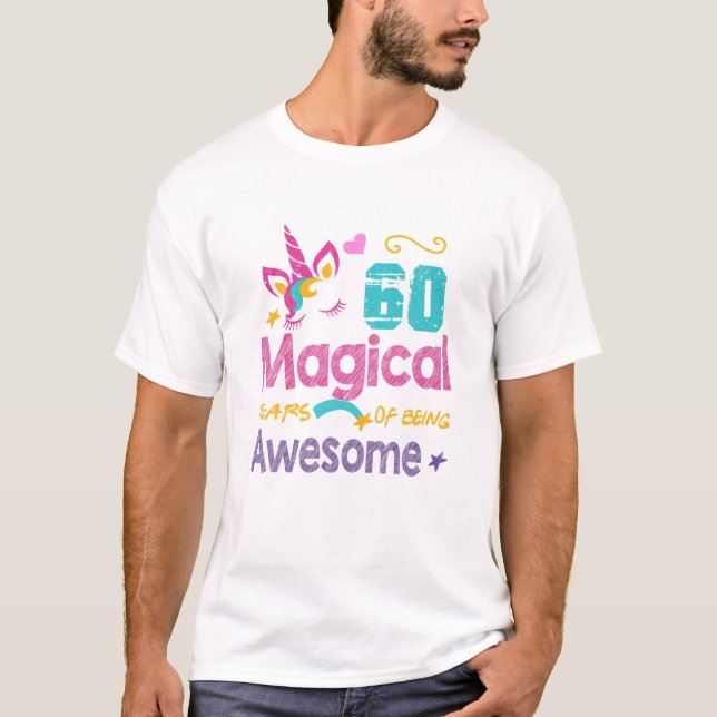 Funny 60Th Birthday Awesome 60 Years Old Unicorn C T-Shirt (Front)