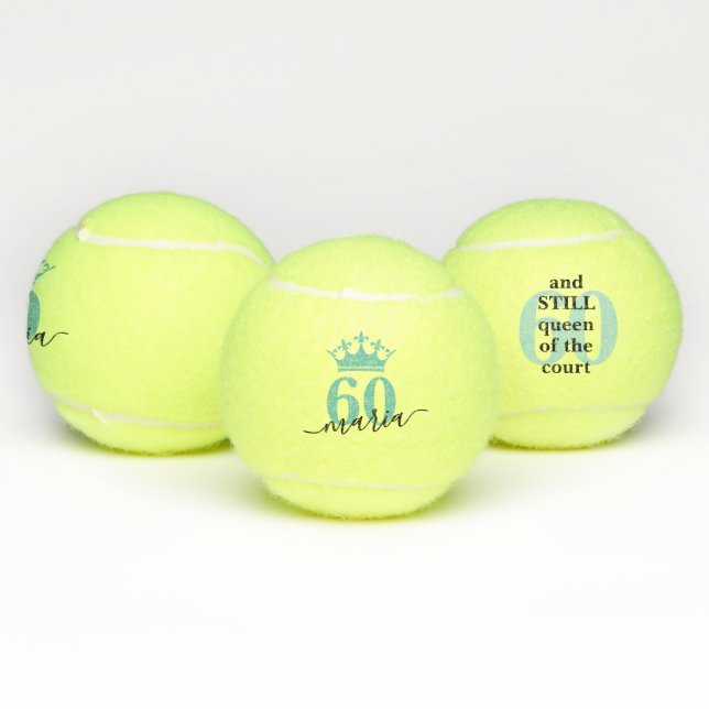Funny 60th Birthday Custom Queen of the Court Tennis Balls (Multi)