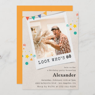 Funny 60th birthday invitations Men Fun Photo