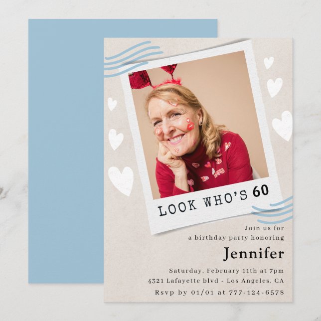 Funny 60th birthday invitations Photo Look who's  (Front/Back)