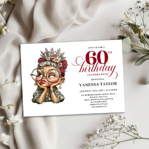 Funny 60th Birthday Invite Old Lady Party Humour