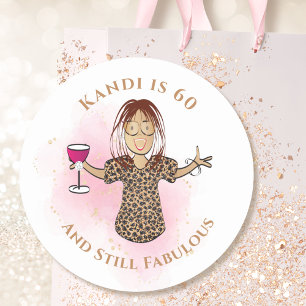 Funny 60th Birthday Pink Ethnic 60 and Fabulous  Classic Round Sticker