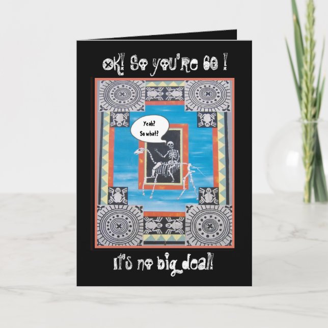 Funny 60th Birthday with Skeleton Riding a Horse Card (Front)