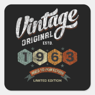 Funny 62 Year Old 1963 Vintage 62nd Birthday Gift Square Sticker