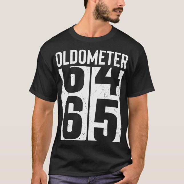 Funny 65 Years Old 65th Birthday Odometer Oldomete T-Shirt (Front)