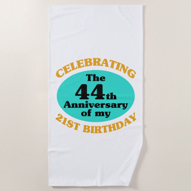 Funny 65th Birthday Gag Gift Beach Towel (Front)