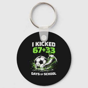 Funny 67 33 Days Of School Boys 100th Day Soccer P Keychain