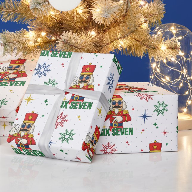 Funny 67 6 7 Meme Xmas Nutcracker Christmas Humor Wrapping Paper (Holidays)