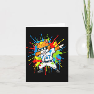 Funny 67 Baseball Dabbing Cat 6 7 Dripng Ice Cream Card