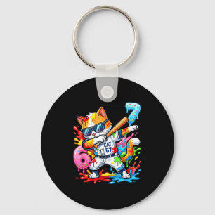 Funny 67 Baseball Dabbing Cat 6 7 Dripng Ice Cream Keychain