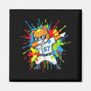 Funny 67 Baseball Dabbing Cat 6 7 Dripng Ice Cream Magnet