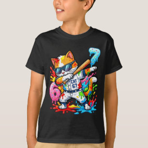 Funny 67 Baseball Dabbing Cat 6 7 Dripng Ice Cream T-Shirt