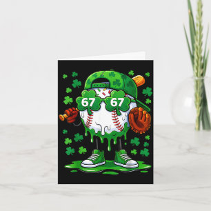 Funny 67 baseball drip st patricks day shamrock card