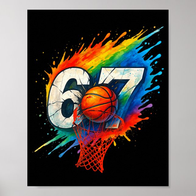 Funny 67 Basketball Six Seven 6 7 Meme 67  Poster (Front)