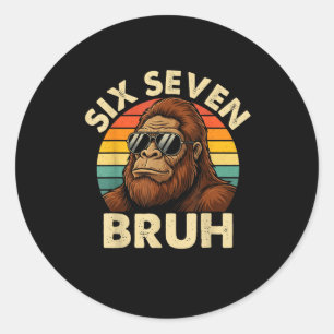 Funny 67 Bigfoot Vintage Six Seven Sasquatch Meme Classic Round Sticker