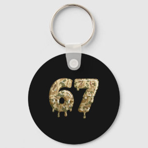Funny 67 Camo Drip Meme Six Seven Alpha Slang  Keychain