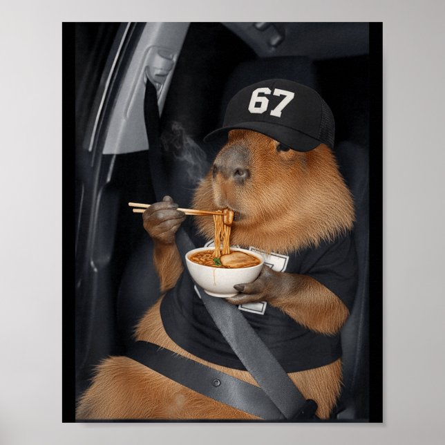 Funny 67 Capybara Eating Ramen Gen Poster (Front)