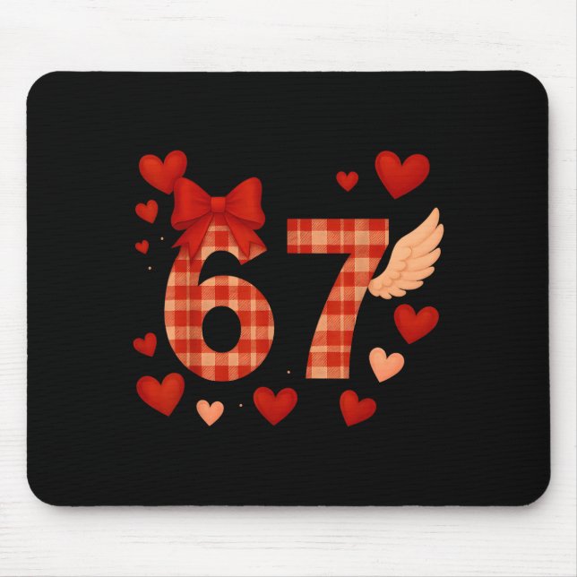 Funny 67 Checkered Valentines Day Six Seven Men Wo Mouse Pad (Front)